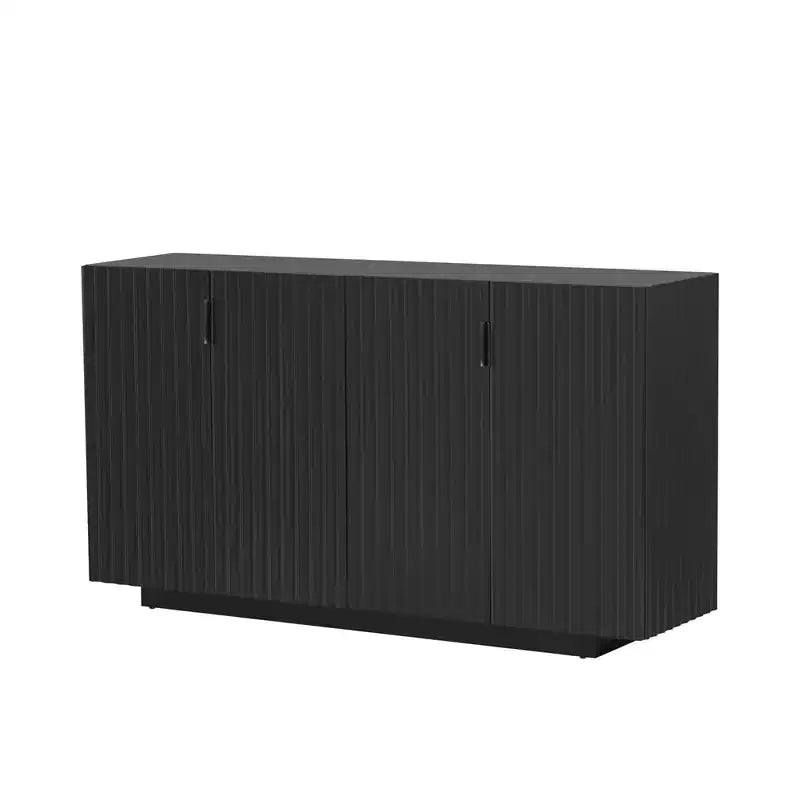 Mobile Credenza da 152 cm con 4 Ante Ondulate e Ripiani Regolabili. Tavolo Consolle per Ingresso. Soggiorno. Sala da Pranzo. Cucina