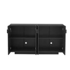 Mobile Credenza da 152 cm con 4 Ante Ondulate e Ripiani Regolabili. Tavolo Consolle per Ingresso. Soggiorno. Sala da Pranzo. Cucina