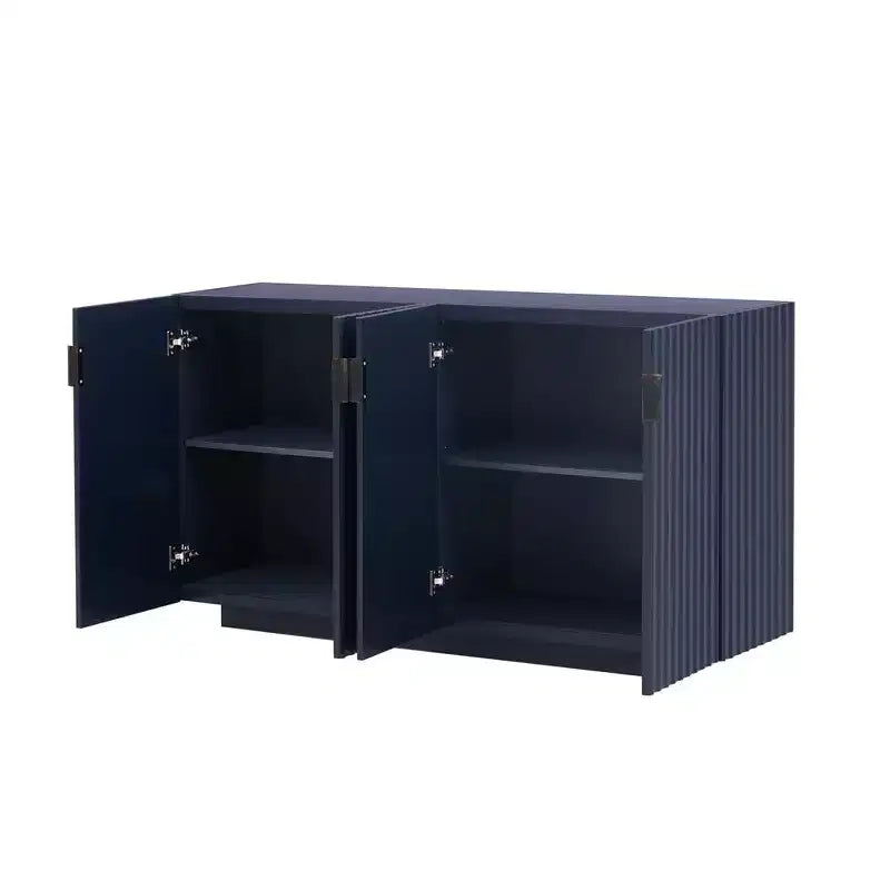 Mobile Credenza da 152 cm con 4 Ante Ondulate e Ripiani Regolabili. Tavolo Consolle per Ingresso. Soggiorno. Sala da Pranzo. Cucina