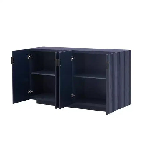 Mobile Credenza da 152 cm con 4 Ante Ondulate e Ripiani Regolabili. Tavolo Consolle per Ingresso. Soggiorno. Sala da Pranzo. Cucina
