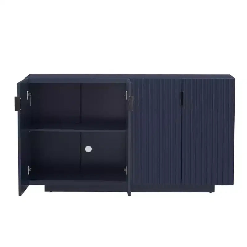 Mobile Credenza da 152 cm con 4 Ante Ondulate e Ripiani Regolabili. Tavolo Consolle per Ingresso. Soggiorno. Sala da Pranzo. Cucina