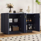 Mobile Credenza da 152 cm con 4 Ante Ondulate e Ripiani Regolabili. Tavolo Consolle per Ingresso. Soggiorno. Sala da Pranzo. Cucina