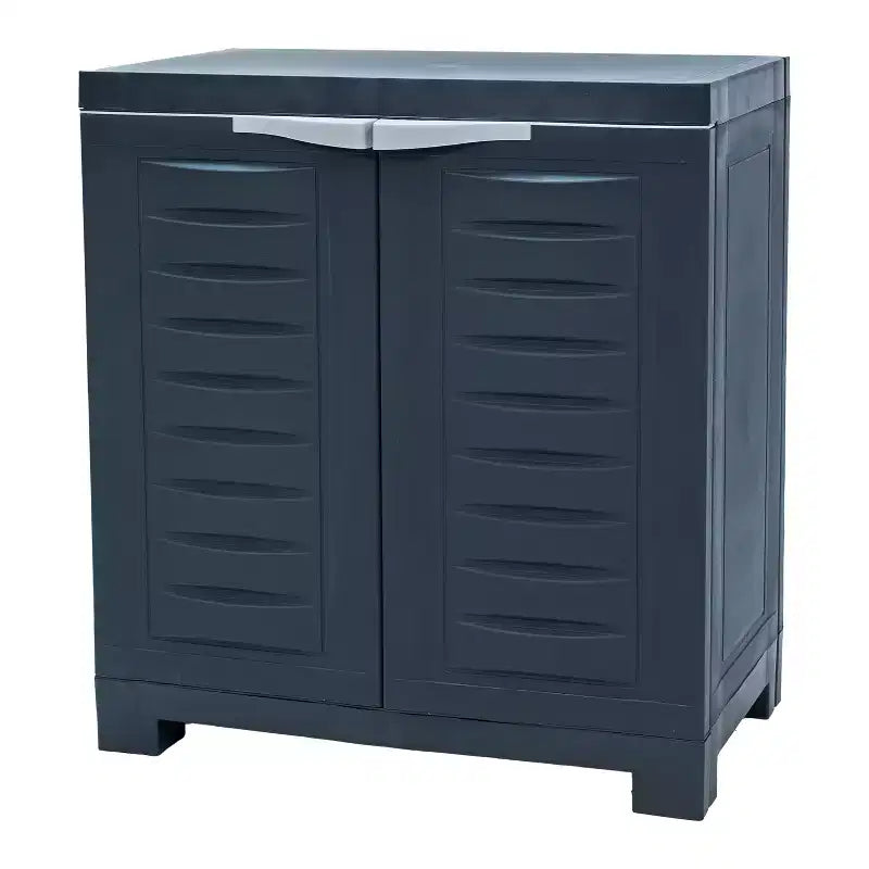 HomeRoots 26 Armadio multiuso in plastica resistente grigio scuro a due ante
