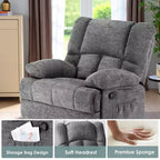 MAYEERTY Divano reclinabile a dondolo oversize in tessuto chenille Limestone per adulti, perfetto per il soggiorno