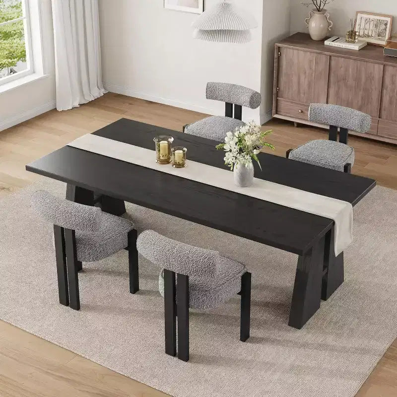 Upholstered Dining Chairs, Modern Chairs with Ergonomic Curved Back, Kitchen Chairs with Wood Legs for Dining Room, Living Room