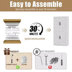 VIYET 64H Armadio Dispensa in Acciaio Bianco Resistente, Ripiani Regolabili da 25 kg/Ripiano + Anta Magnetica, per Cucina/Bagno/Soggiorno
