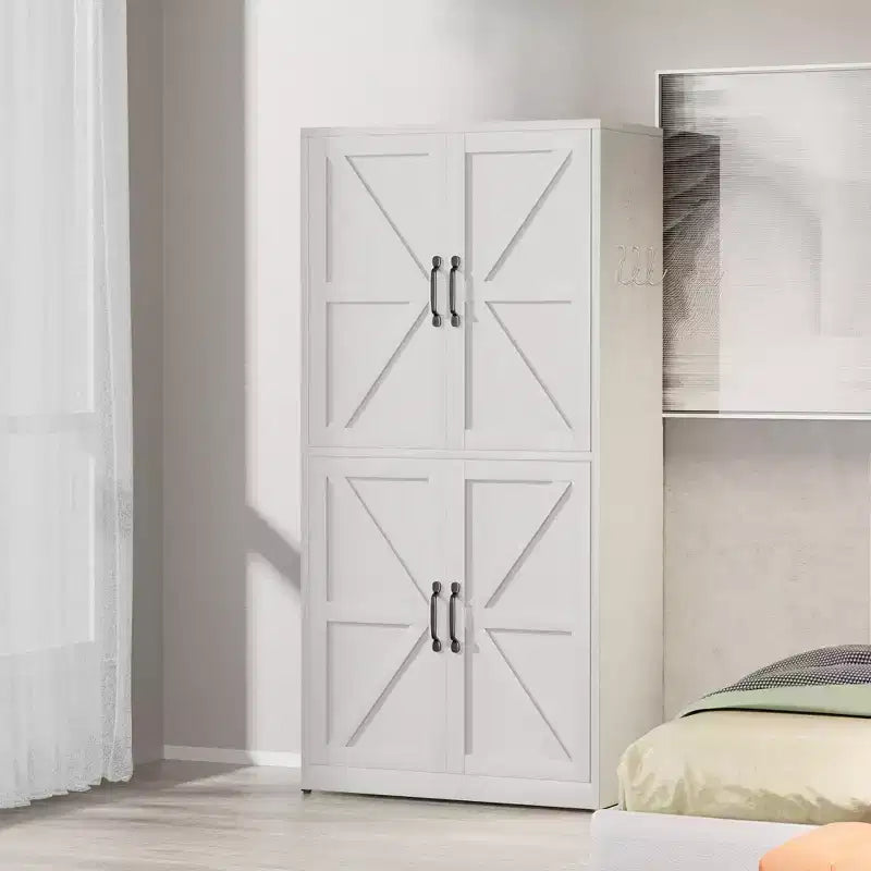 VIYET 64H Armadio Dispensa in Acciaio Bianco Resistente, Ripiani Regolabili da 25 kg/Ripiano + Anta Magnetica, per Cucina/Bagno/Soggiorno