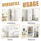VIYET 64H Armadio Dispensa in Acciaio Bianco Resistente, Ripiani Regolabili da 25 kg/Ripiano + Anta Magnetica, per Cucina/Bagno/Soggiorno