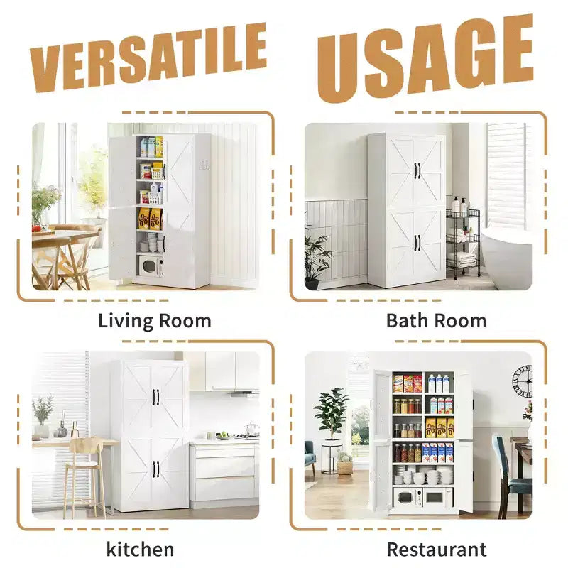 VIYET 64H Armadio Dispensa in Acciaio Bianco Resistente, Ripiani Regolabili da 25 kg/Ripiano + Anta Magnetica, per Cucina/Bagno/Soggiorno
