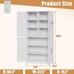 VIYET 64H Armadio Dispensa in Acciaio Bianco Resistente, Ripiani Regolabili da 25 kg/Ripiano + Anta Magnetica, per Cucina/Bagno/Soggiorno