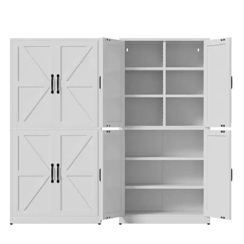 VIYET 64H Armadio Dispensa in Acciaio Bianco Resistente, Ripiani Regolabili da 25 kg/Ripiano + Anta Magnetica, per Cucina/Bagno/Soggiorno