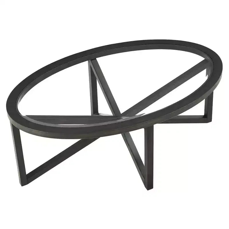 Tavolino da Caffè, Tavolino Rotondo in Vetro con Piano in Vetro Temperato, Treppiede in Legno, Tavolino Piccolo Antigraffio per Soggiorno Ufficio Appartamento