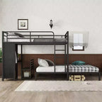 Letto a castello con scrivania, armadio e cassetto contenitore sotto il letto, letto a soppalco salvaspazio per camerette piccole