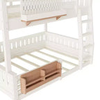 Struttura letto a castello con scaletta, spondine, pannello forato e libreria, nessun boxspring necessario (Twin XL/Full XL/Queen su Queen) - ModernLuxe