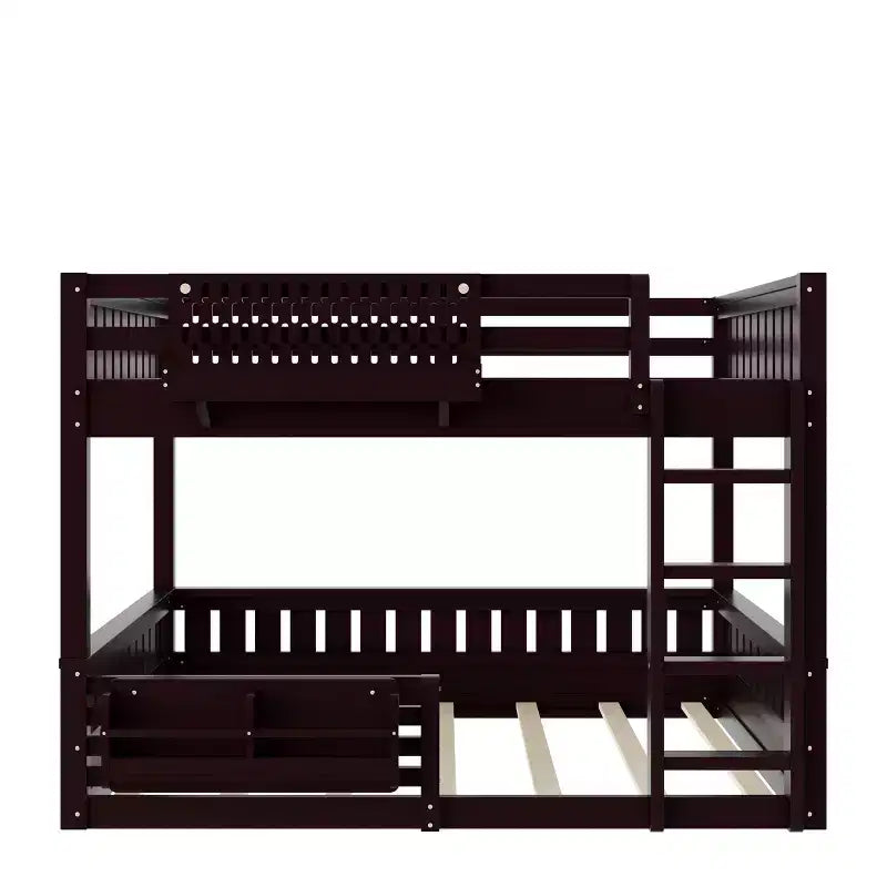 Struttura letto a castello con scaletta, spondine, pannello forato e libreria, nessun boxspring necessario (Twin XL/Full XL/Queen su Queen) - ModernLuxe