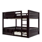 Struttura letto a castello con scaletta, spondine, pannello forato e libreria, nessun boxspring necessario (Twin XL/Full XL/Queen su Queen) - ModernLuxe