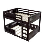 Struttura letto a castello con scaletta, spondine, pannello forato e libreria, nessun boxspring necessario (Twin XL/Full XL/Queen su Queen) - ModernLuxe