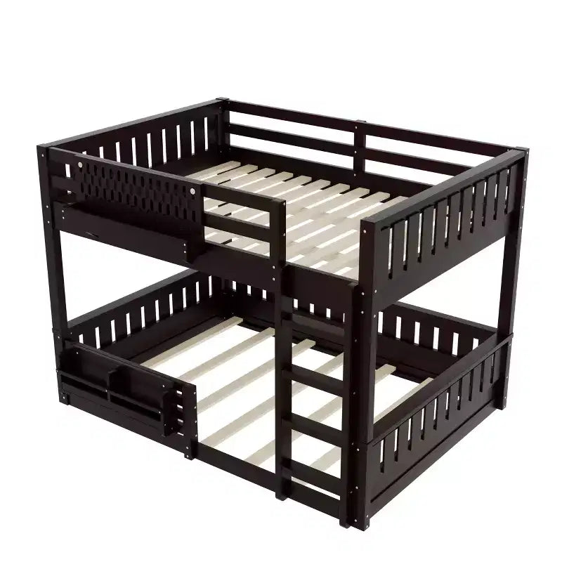Struttura letto a castello con scaletta, spondine, pannello forato e libreria, nessun boxspring necessario (Twin XL/Full XL/Queen su Queen) - ModernLuxe