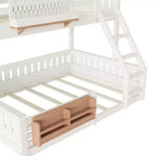 Struttura letto a castello con scaletta, spondine, pannello forato e libreria, nessun boxspring necessario (Twin XL/Full XL/Queen su Queen) - ModernLuxe