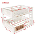 Struttura letto a castello con scaletta, spondine, pannello forato e libreria, nessun boxspring necessario (Twin XL/Full XL/Queen su Queen) - ModernLuxe