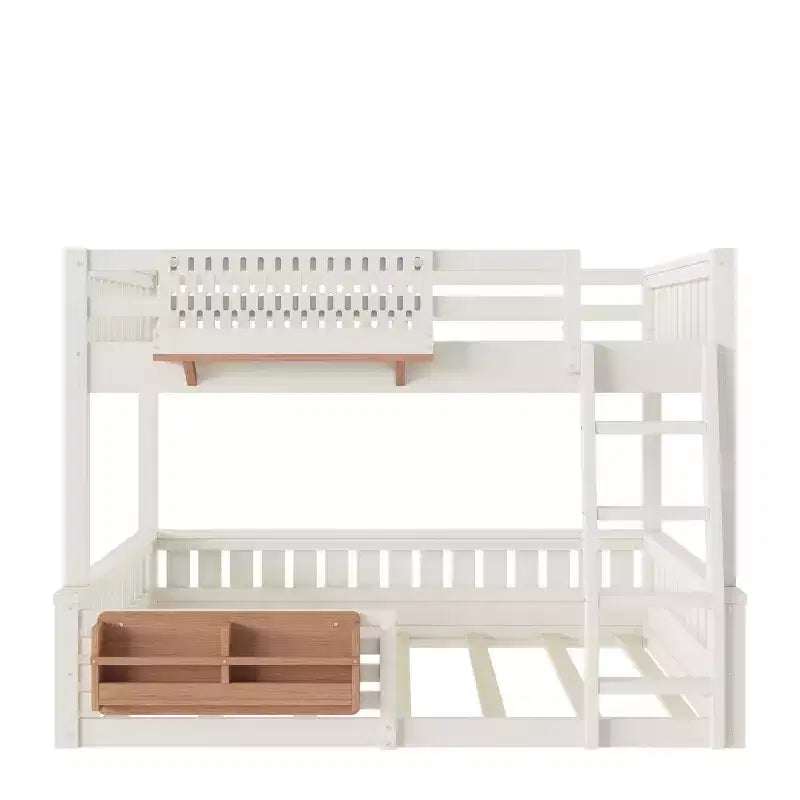 Struttura letto a castello con scaletta, spondine, pannello forato e libreria, nessun boxspring necessario (Twin XL/Full XL/Queen su Queen) - ModernLuxe