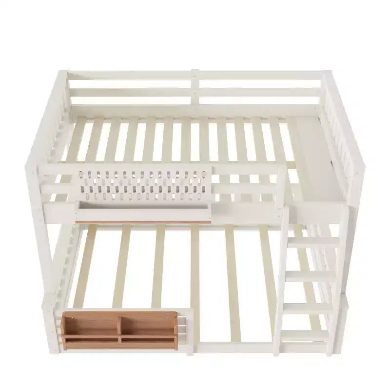 Struttura letto a castello con scaletta, spondine, pannello forato e libreria, nessun boxspring necessario (Twin XL/Full XL/Queen su Queen) - ModernLuxe