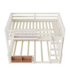 Struttura letto a castello con scaletta, spondine, pannello forato e libreria, nessun boxspring necessario (Twin XL/Full XL/Queen su Queen) - ModernLuxe