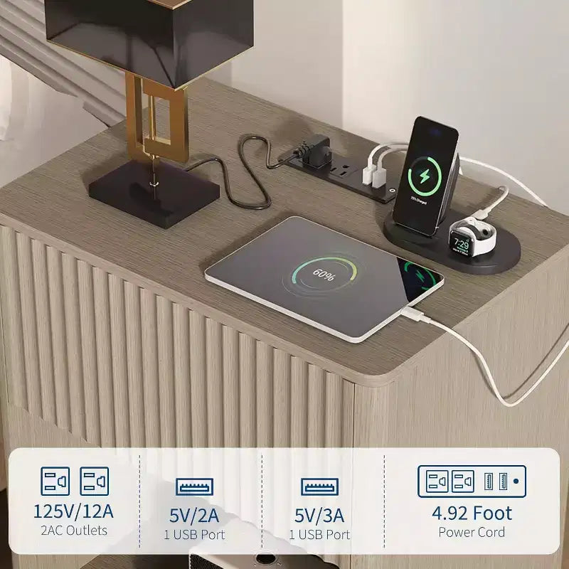 COZONY Comodini Moderni Set da 2, Design con Bordi Arrotondati per Camera da Letto Soggiorno, Non richiedono alimentazione.