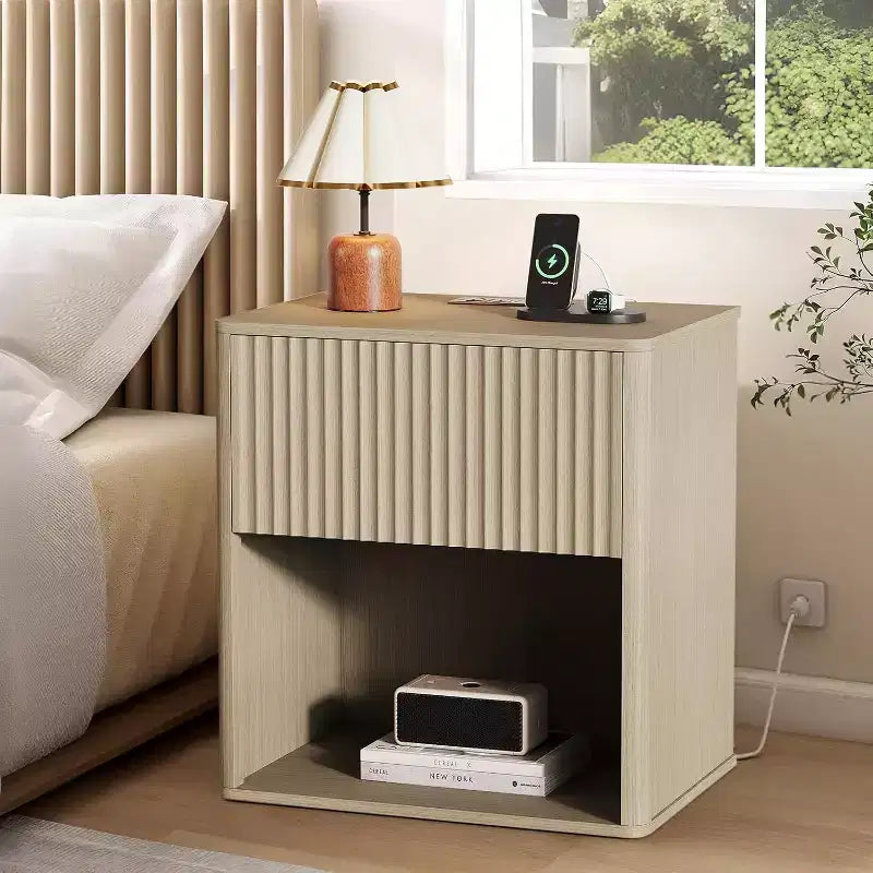 COZONY Comodini Moderni Set da 2, Design con Bordi Arrotondati per Camera da Letto Soggiorno, Non richiedono alimentazione.