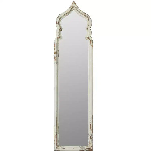Specchio intero da terra oversize da 48 x 186 cm con cornice in legno bianco vintage