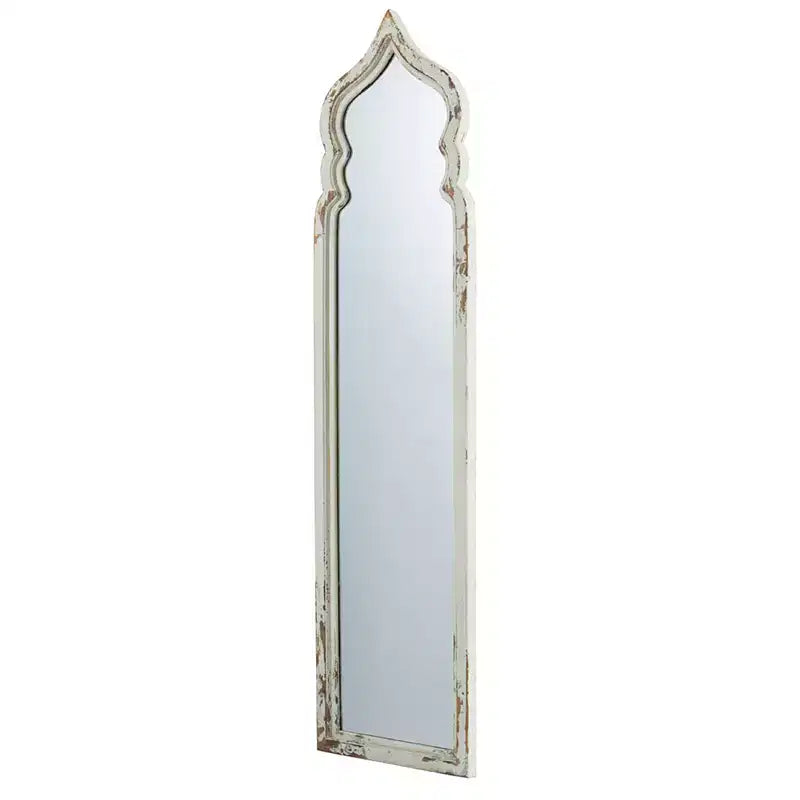 Specchio intero da terra oversize da 48 x 186 cm con cornice in legno bianco vintage