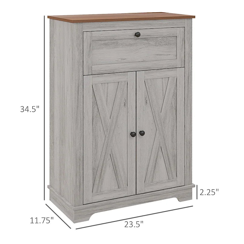 Mobile dispensa/credenza da fattoria con ante scorrevoli, credenza da cucina con doppie ante, cassetto e ripiano regolabile