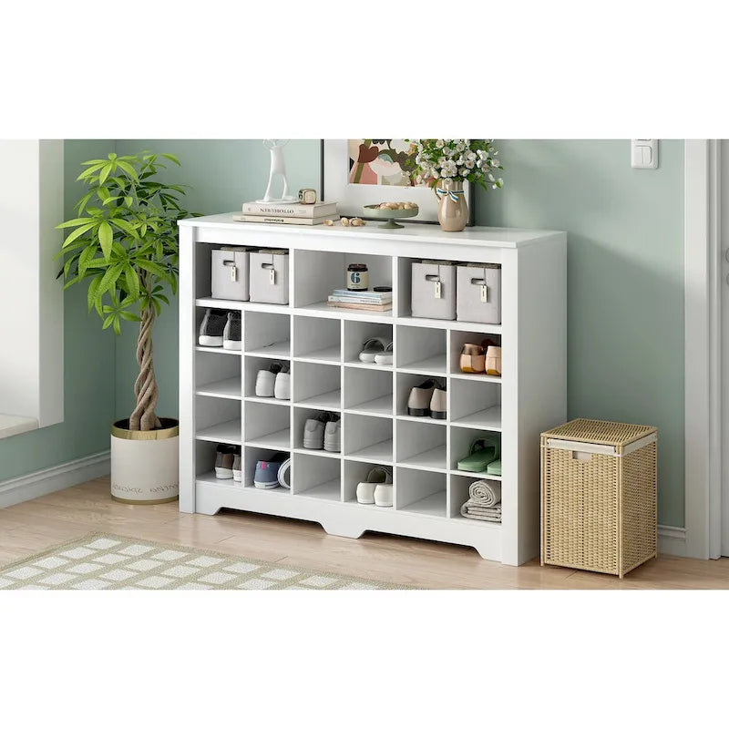 Consolle Scarpiera 24 Scomparti Design Elegante, Scarpiera Moderna con Base Curva, Madia Versatile di Alta Qualità