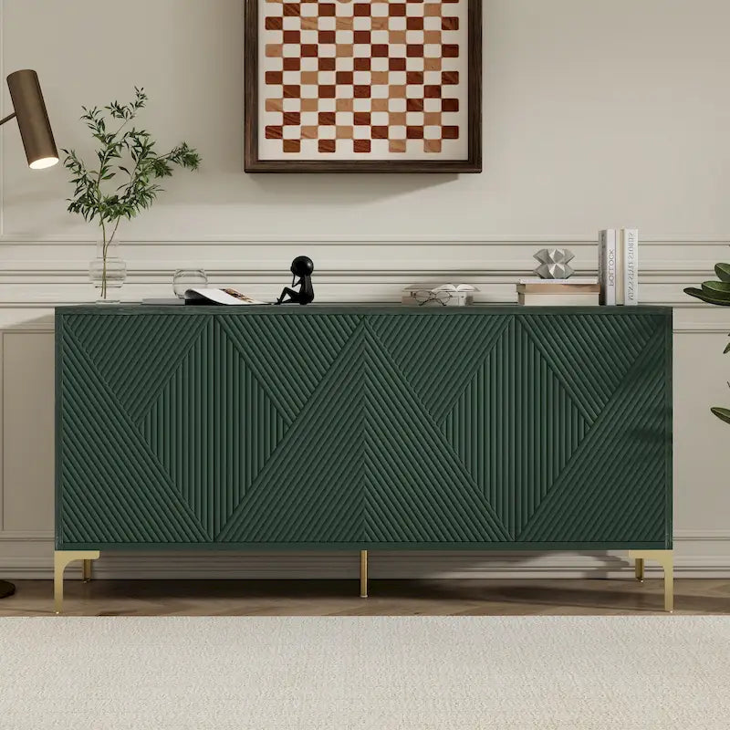 Credenza a 4 ante da 60" con ante intagliate e ripiani regolabili per ingresso, sala da pranzo, soggiorno