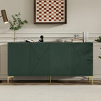 60 4-Door Sideboard Cabinet with Carved Door Panels and Adjustable Shelves for Entryway Dining Room Living Room