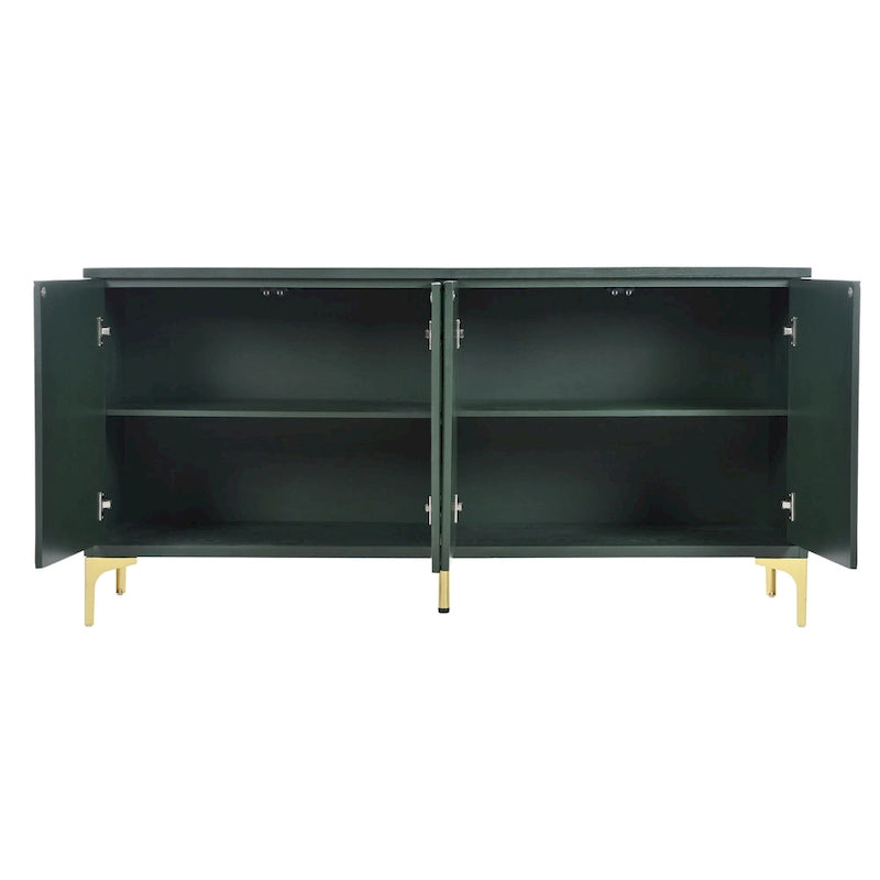 Credenza a 4 ante da 60" con ante intagliate e ripiani regolabili per ingresso, sala da pranzo, soggiorno