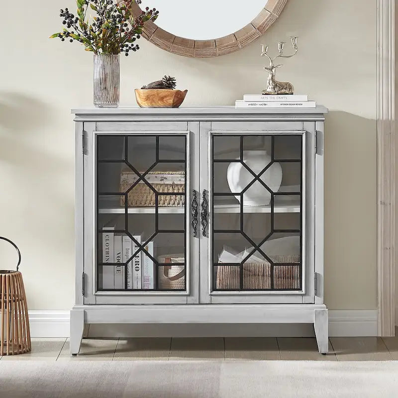 Credenza e buffet, armadietto decorativo con ante, mobiletto console effetto invecchiato per ingresso, soggiorno, camera da letto, cucina