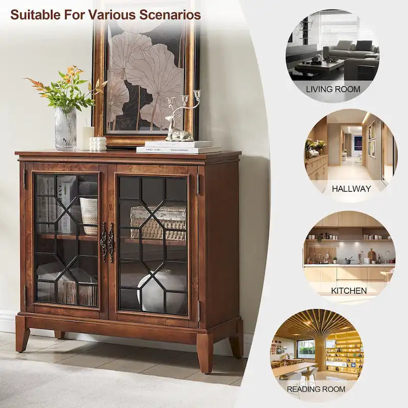 Credenza e buffet, armadietto decorativo con ante, mobiletto console effetto invecchiato per ingresso, soggiorno, camera da letto, cucina