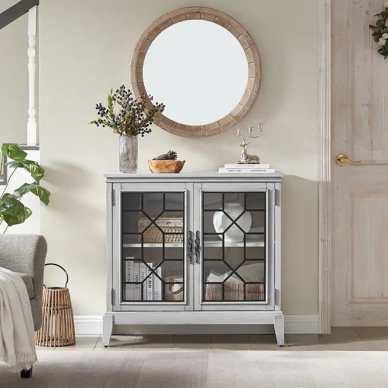 Credenza e buffet, armadietto decorativo con ante, mobiletto console effetto invecchiato per ingresso, soggiorno, camera da letto, cucina