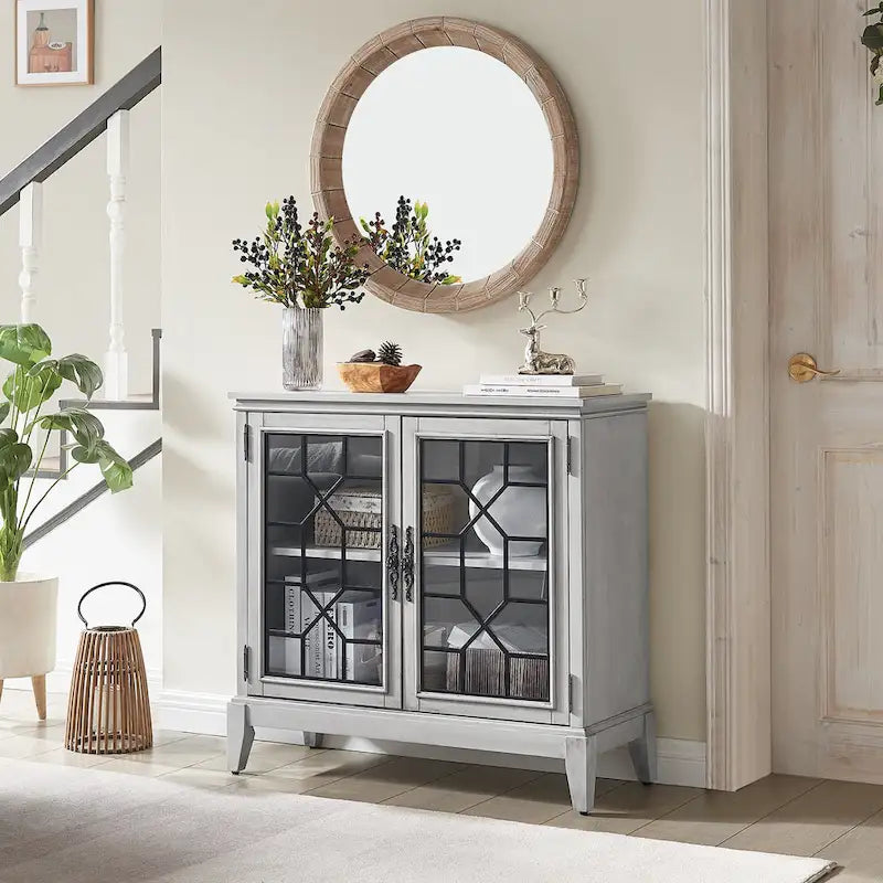 Credenza e buffet, armadietto decorativo con ante, mobiletto console effetto invecchiato per ingresso, soggiorno, camera da letto, cucina