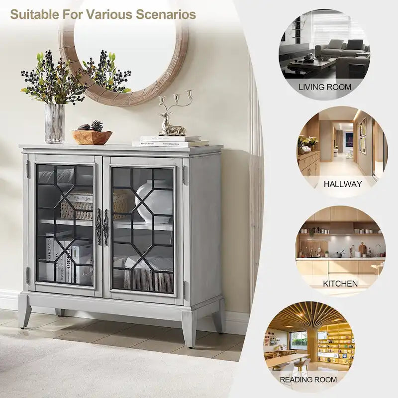 Credenza e buffet, armadietto decorativo con ante, mobiletto console effetto invecchiato per ingresso, soggiorno, camera da letto, cucina