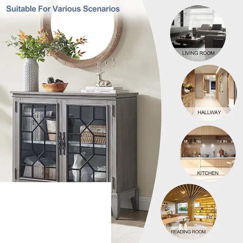 Credenza e buffet, armadietto decorativo con ante, mobiletto console effetto invecchiato per ingresso, soggiorno, camera da letto, cucina