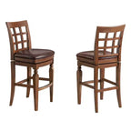 Set of 2 Napa Bar Height Stools with Back Mahogany - Alaterre Furniture: Upholstered, Rubberwood Frame, 30" Seat Height