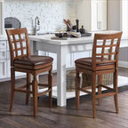 Set di 2 sgabelli da bar alti Napa con schienale in mogano - Alaterre Furniture: Imbottito, struttura in legno di Hevea, altezza seduta 76 cm