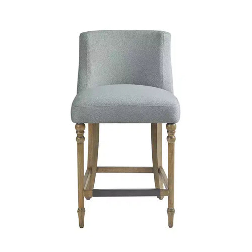 25" Delaney Upholstered Counter Height Barstool Blue - Martha Stewart: Square Seat, Wood Legs, Polyester Fabric