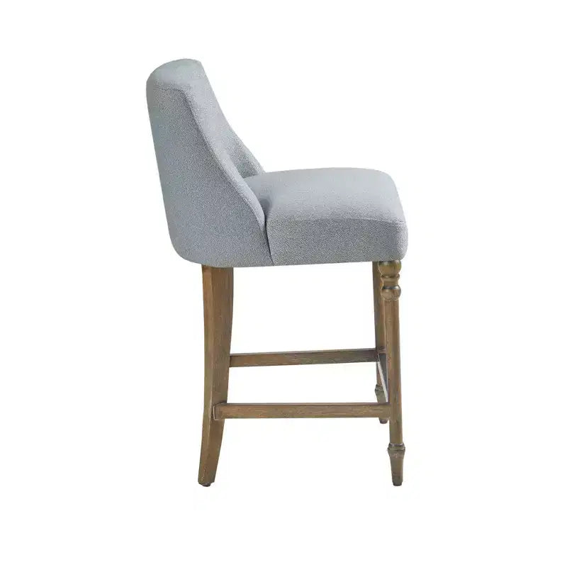 Sgabello da bar imbottito Delaney da 25" blu - Martha Stewart: seduta quadrata, gambe in legno, tessuto in poliestere