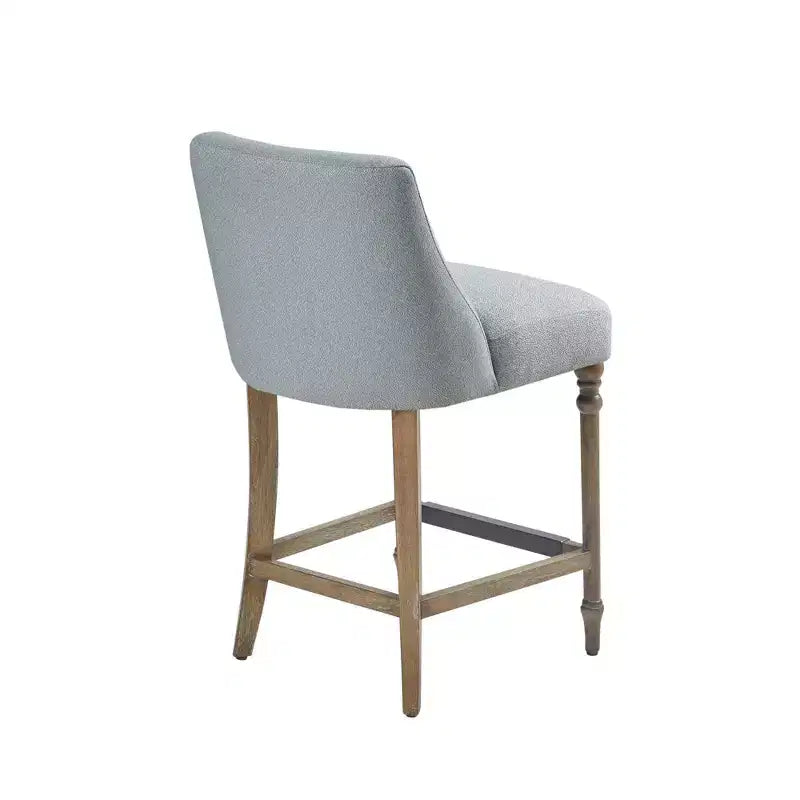 Sgabello da bar imbottito Delaney da 25" blu - Martha Stewart: seduta quadrata, gambe in legno, tessuto in poliestere