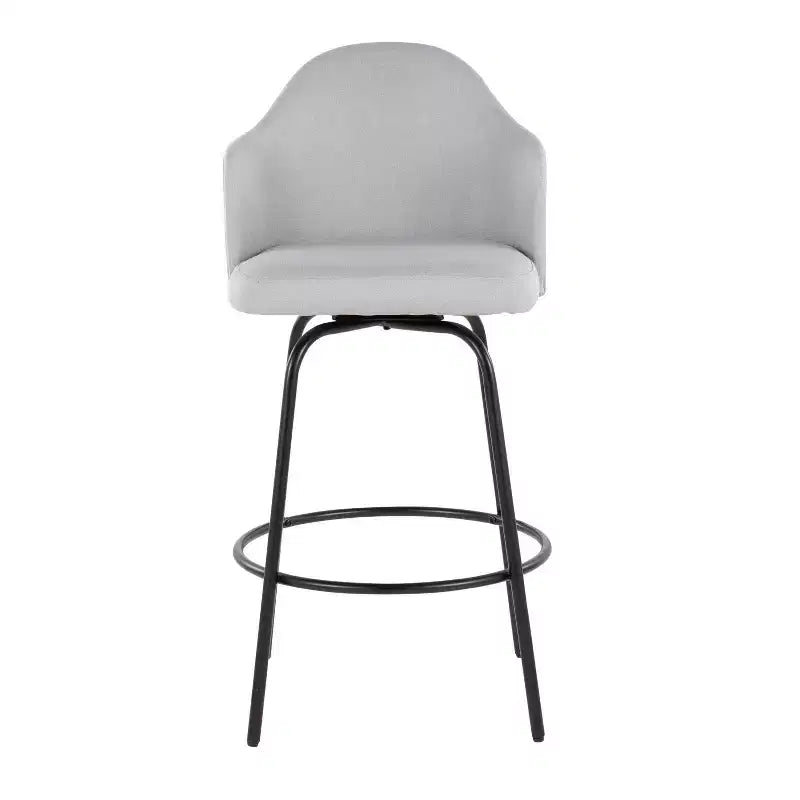 Set di 2 sgabelli da bar Ahoy in poliestere/metallo, altezza bancone, nero/grigio chiaro - LumiSource: Seduta girevole, portata 113 kg, imbottitura in schiuma