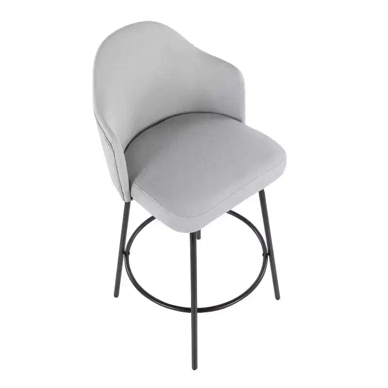 Set di 2 sgabelli da bar Ahoy in poliestere/metallo, altezza bancone, nero/grigio chiaro - LumiSource: Seduta girevole, portata 113 kg, imbottitura in schiuma