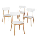 Buylateral Set of 4 Modern Dining Chairs White/Natural